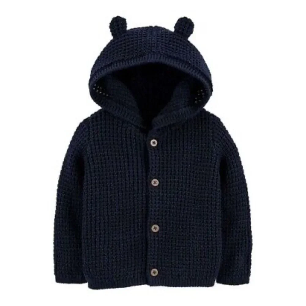 NWT Carters Navy Blue Knit Bear Sweater Baby Size 9M NEW